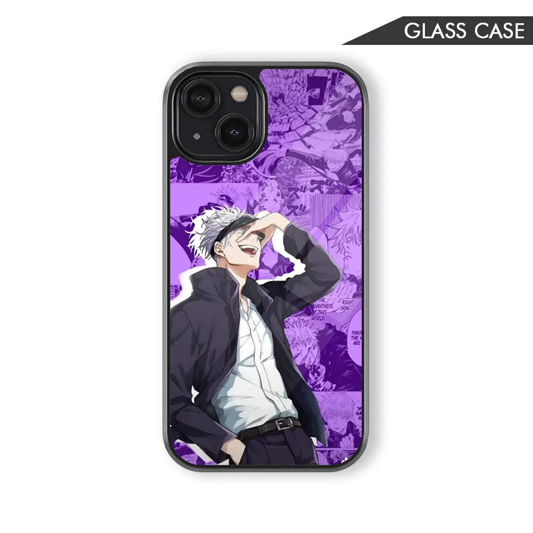 Limitless Spirit: Satoru Gojo Purple Aesthetic Glass Case