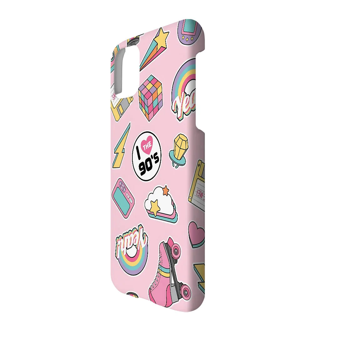 Retro Vibes: "I Love the 90s" Pink Sticker Aesthetic Case.
