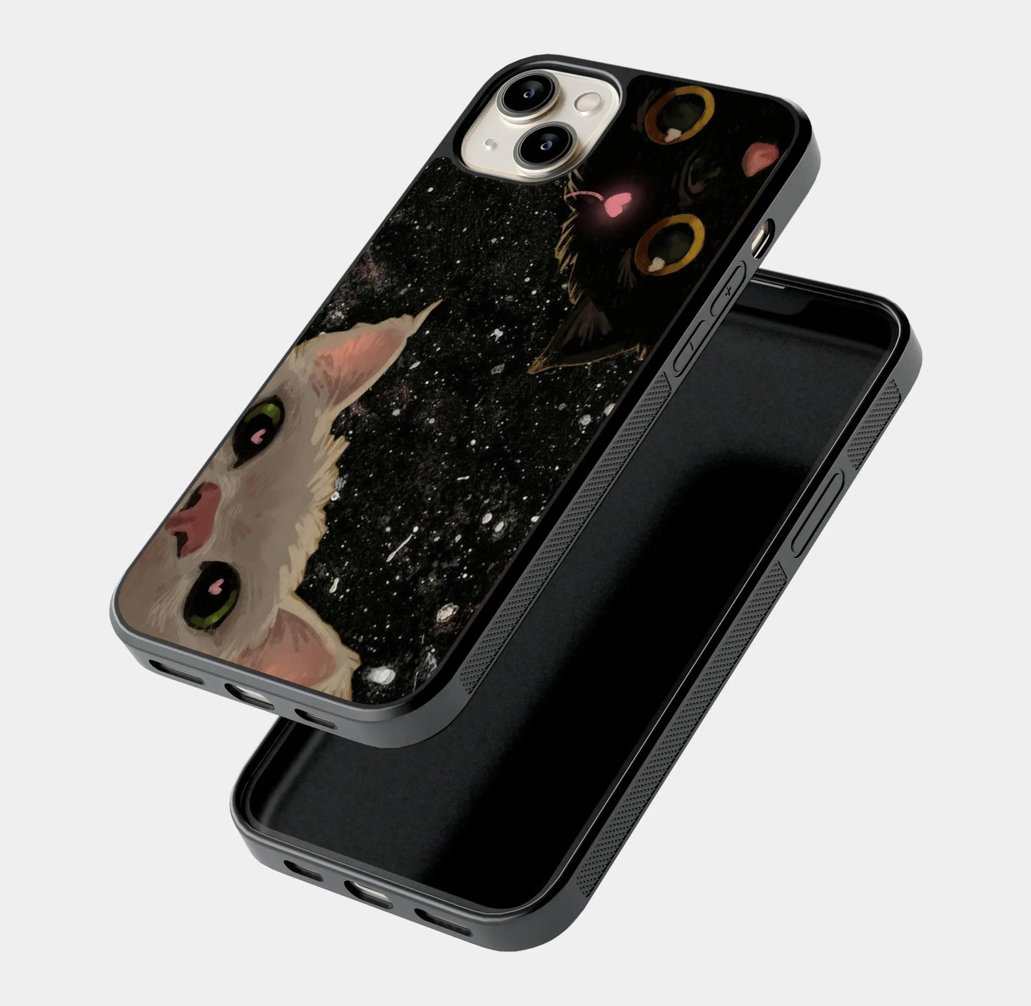 Celestial Peeker: Galaxy Cat & Starry Night Glass Case