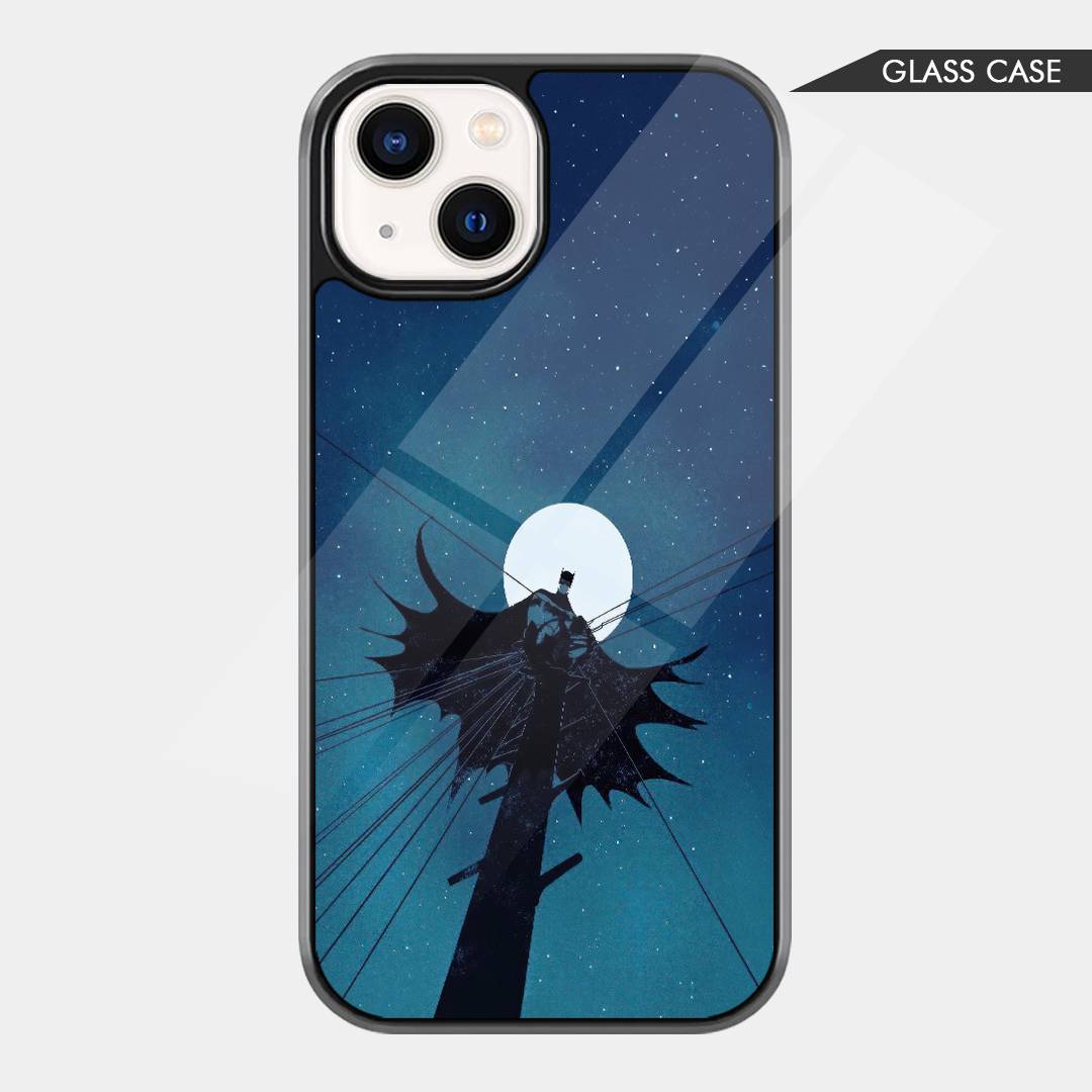 Batman Moon Silhouette Glass Phone Case – Superhero DC Artistic Phone Cover