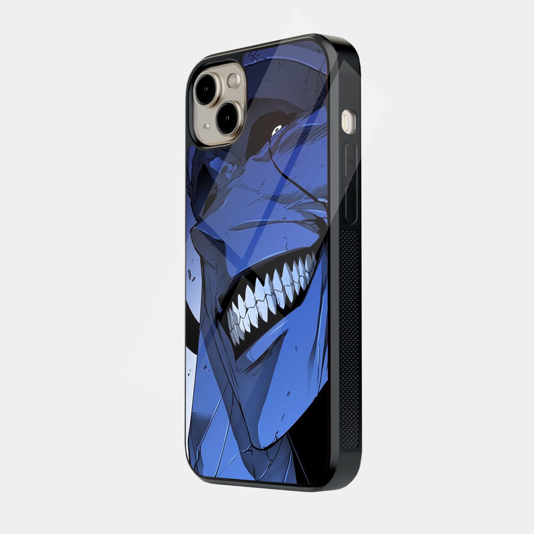 Blue Fanged Monster iPhone case - side view