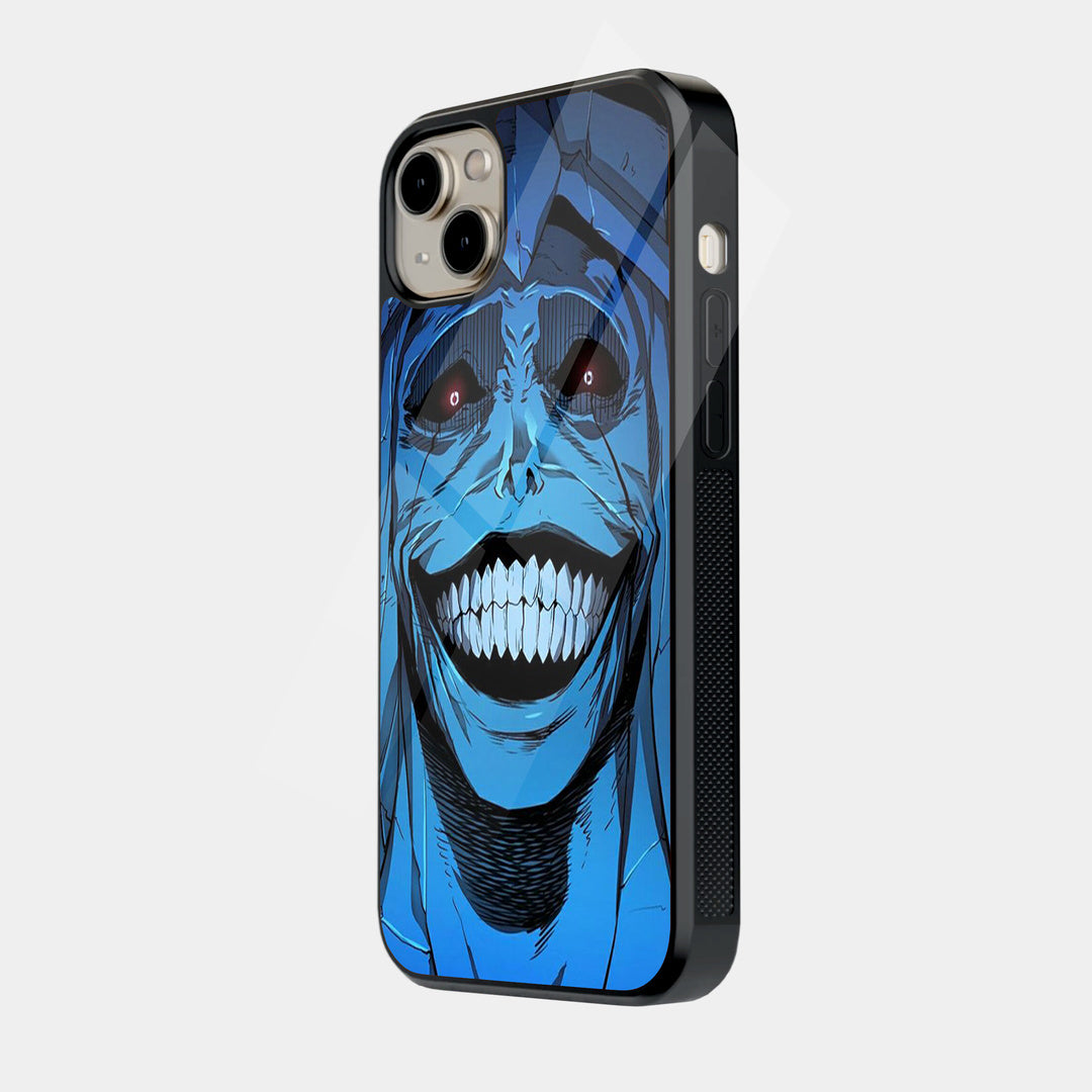 Blue Grinning Monster iPhone case - side view