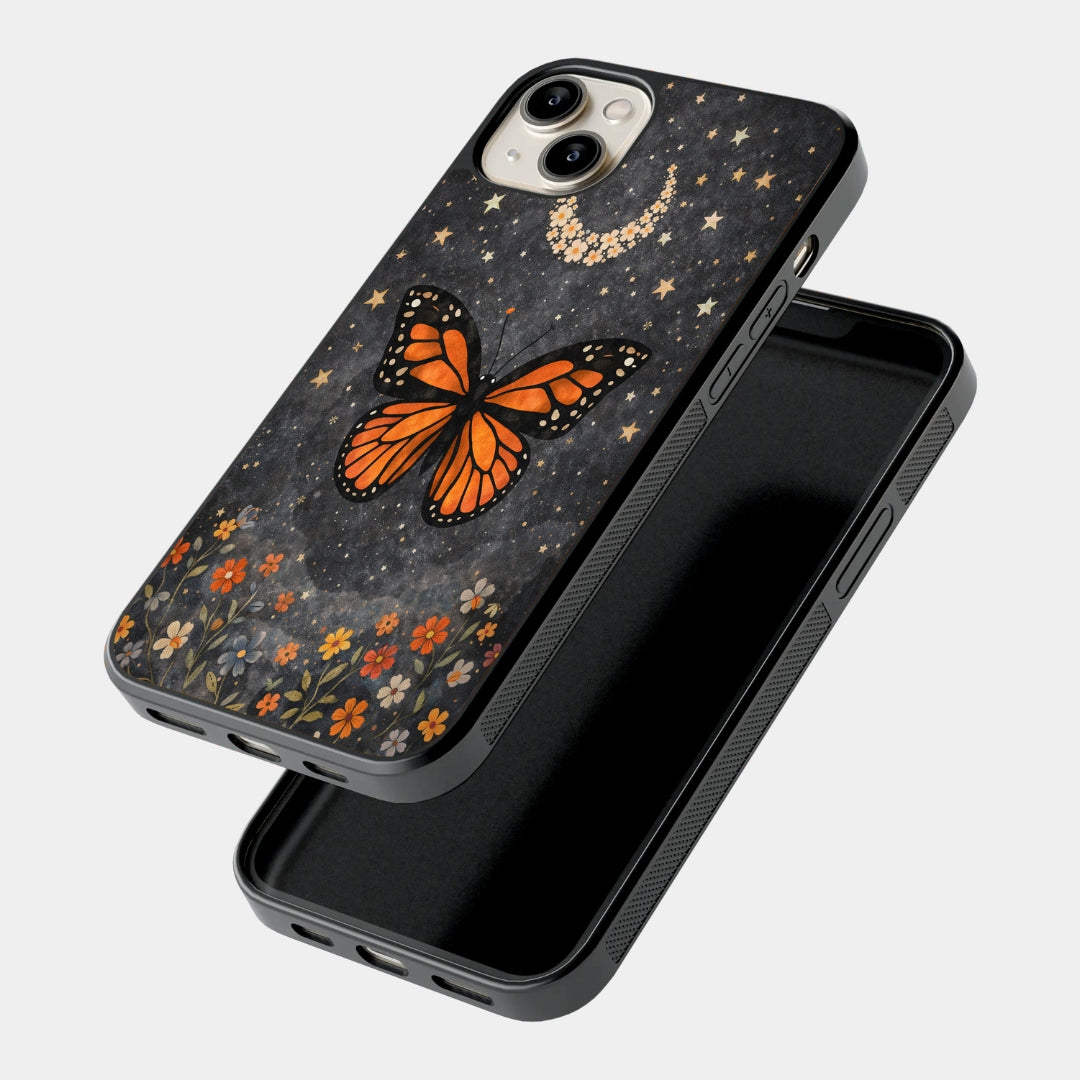 Monarch Butterfly Floral Moon iPhone case - side view