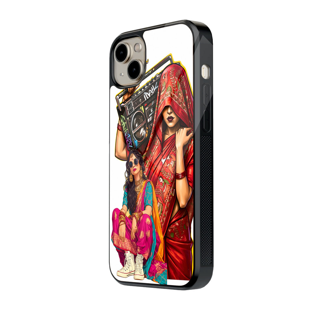 Retro Fusion Boombox Queens iPhone case - side view