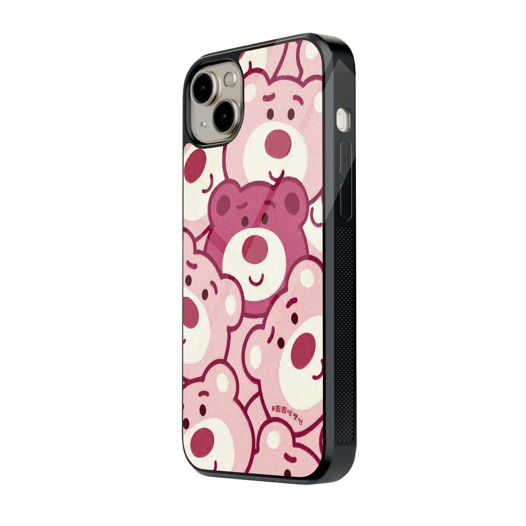 Kawaii Pink Teddy Bear Pattern iPhone case - side view