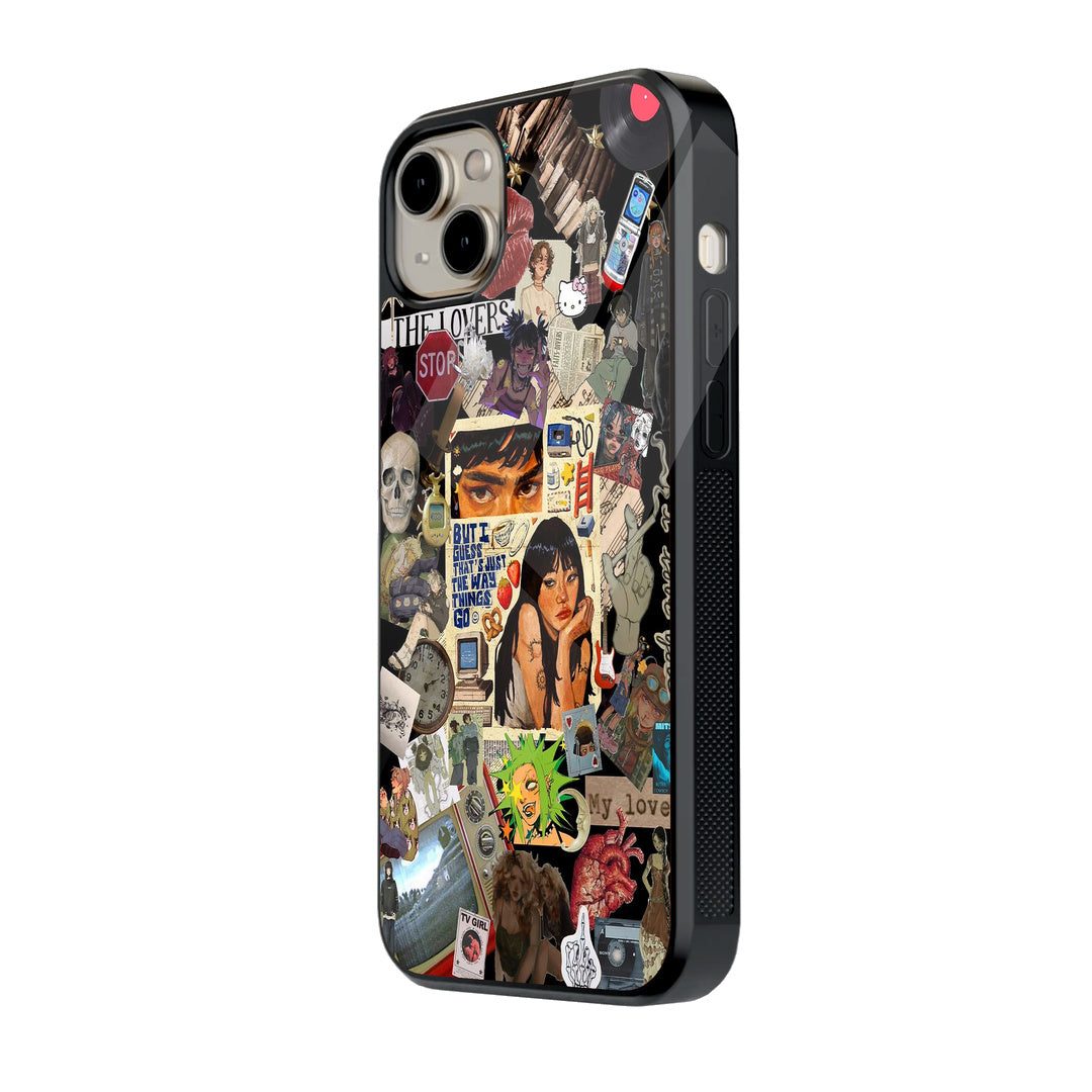 Dark Aesthetic Collage iPhone case - side view
