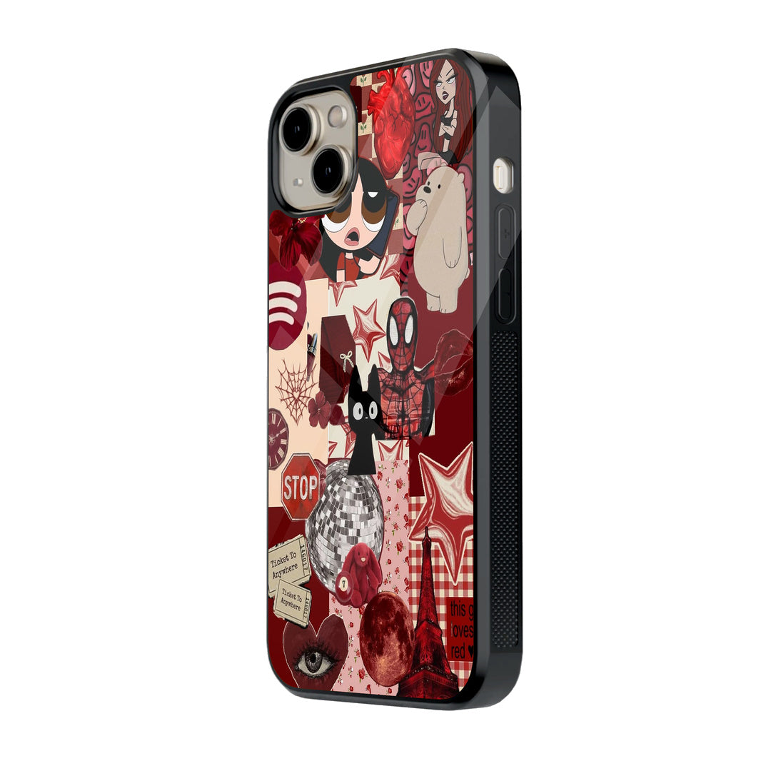Red Moodboard Collage iPhone case - side view