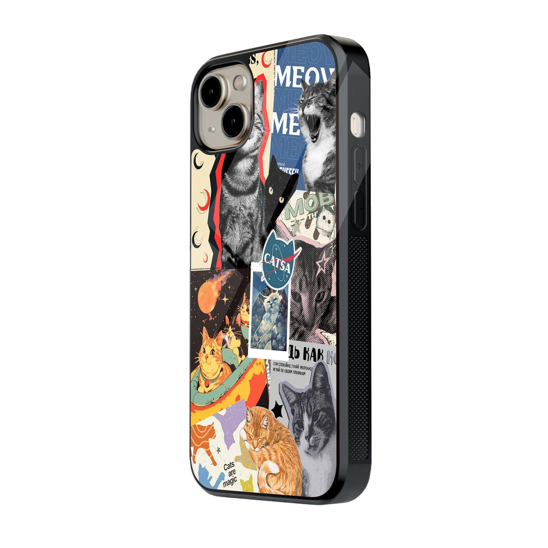 Cat Smiles Moodboard iPhone case - side view