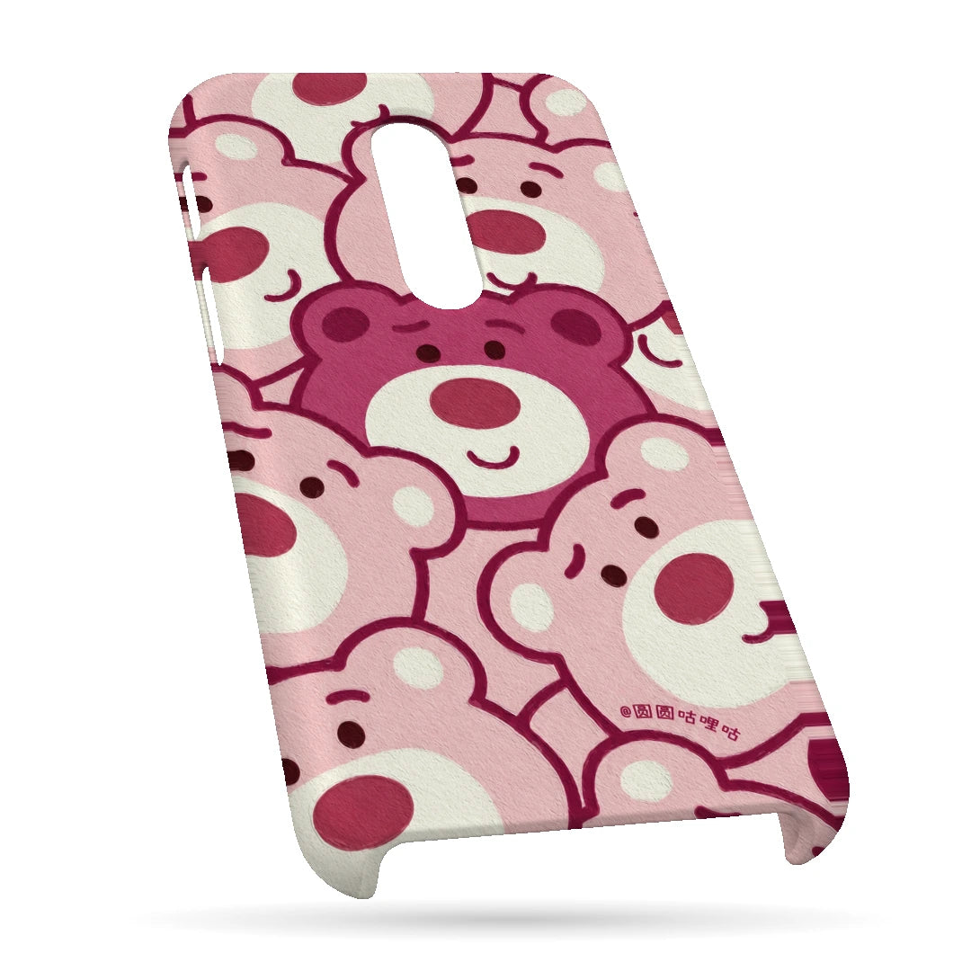 Pink Bear Pattern 3D Print OnePlus 6T Phone Case, bottom view; repeating cream and pink cartoon bear faces in a playful all-over pattern