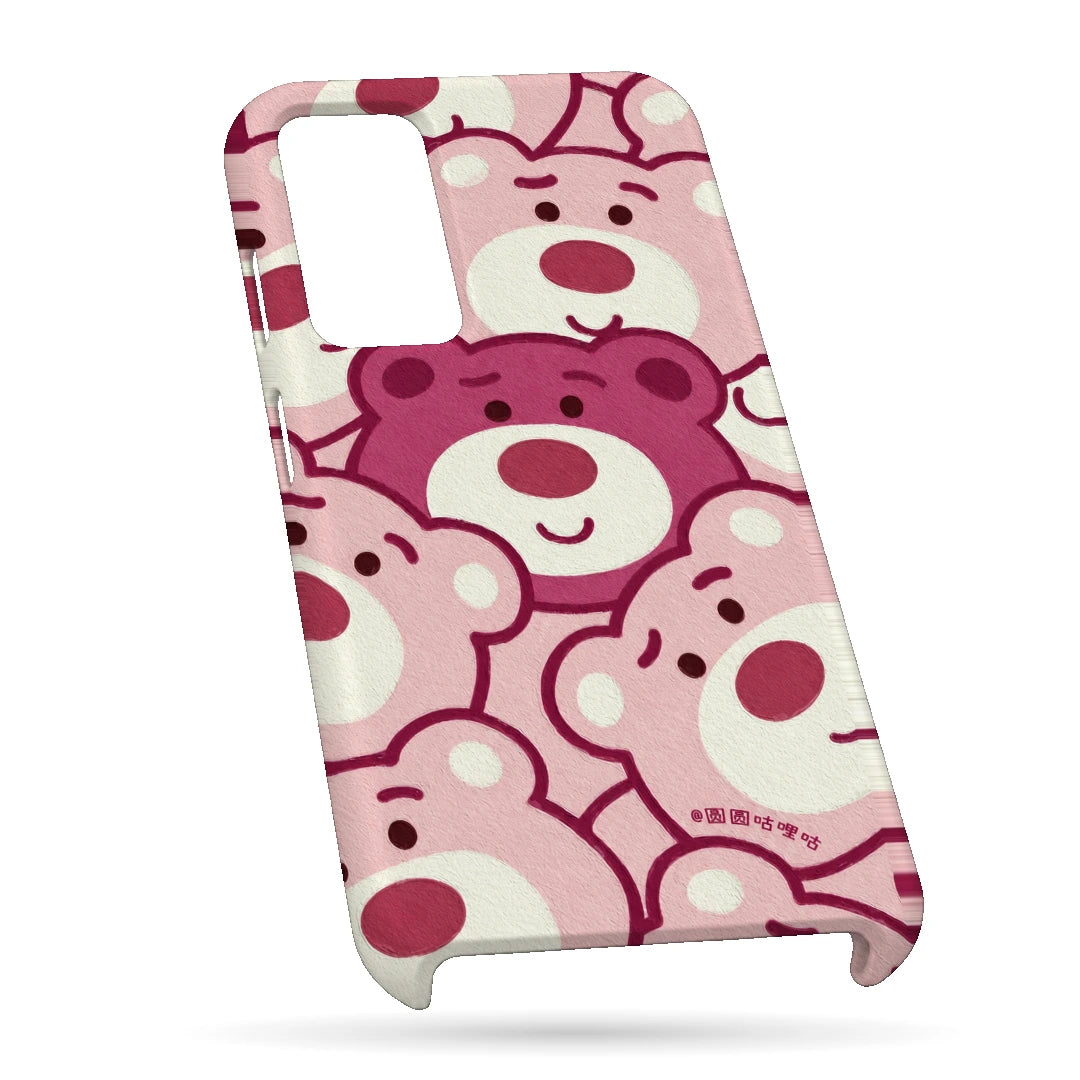Pink Bear Pattern 3D Print OnePlus Nord CE 3 Lite Phone Case, bottom view; repeating cream and pink cartoon bear faces in a playful all-over pattern