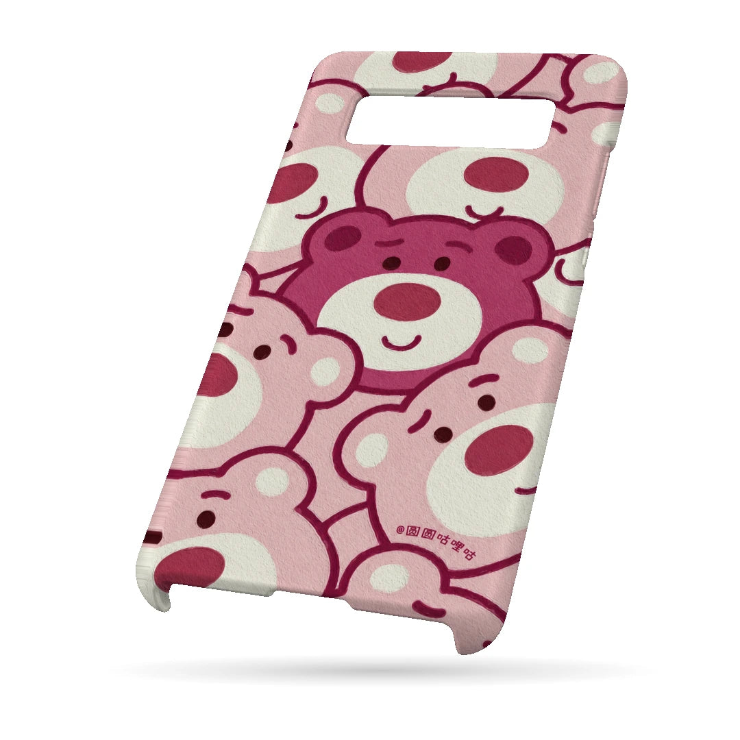 Pink Bear Pattern 3D Print Samsung Note 8 Phone Case, bottom view; repeating cream and pink cartoon bear faces in a playful all-over pattern