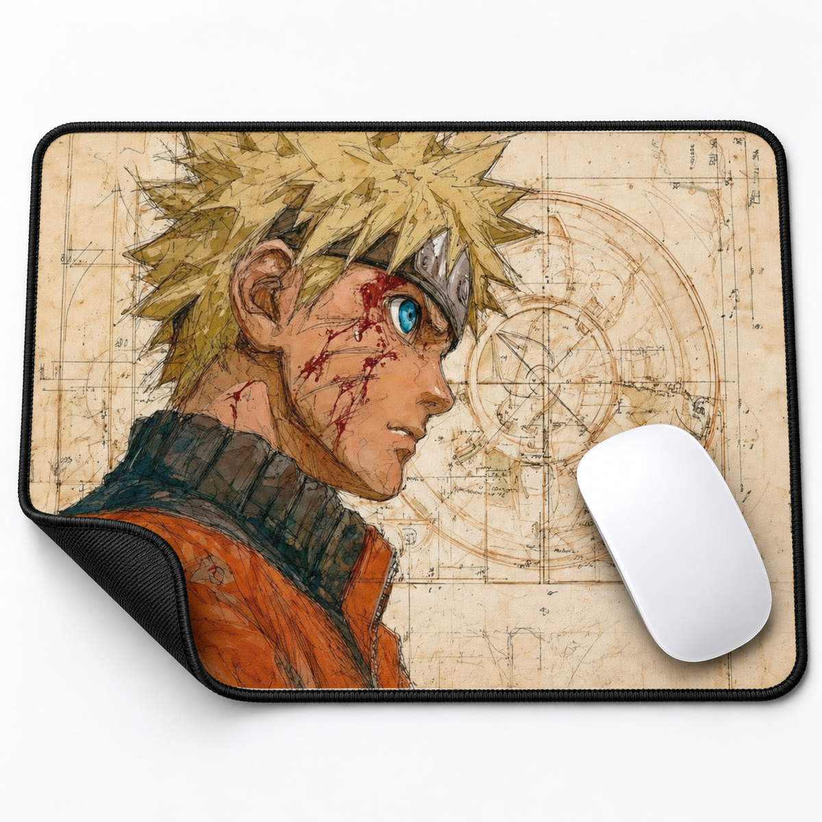 Naruto Vintage Shinobi Portrait Mouse Pad - close-up artwork view