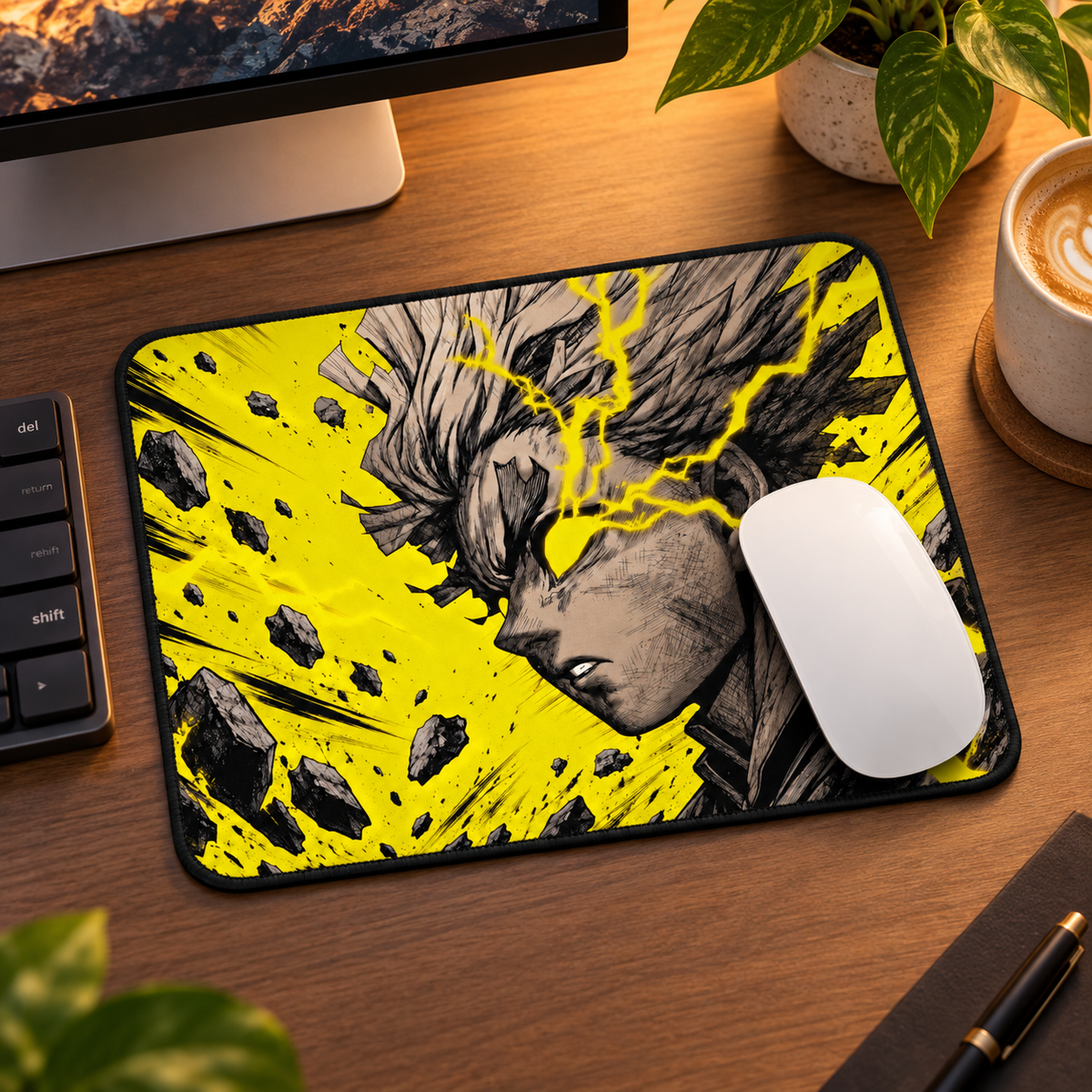 Zenitsu Lightning Awakening Anime Mouse Pad - styled setup view