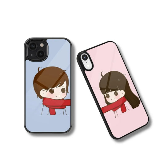 Red Scarf Connection Couple Phone Case