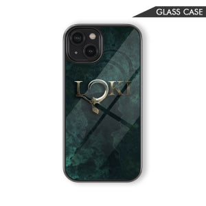 Loki Logo Dark Marble Glass Phone Case – Superhero Marvel Phone Cover