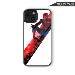 Spiderman Red City Swing Glass Phone Case – Superhero Comic Phone Cover