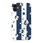 Floral Stripe: Classic Navy & White Striped Botanical Pattern Case