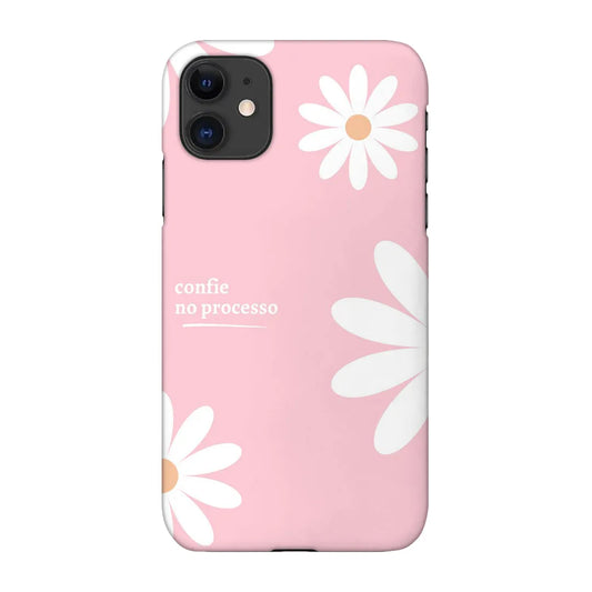 Petal Soft: Minimalist Daisy Pattern Pink Glass Case