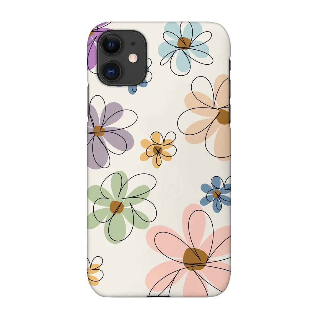 Wildflower Sketch: Minimalist Pastel Floral Outline Case