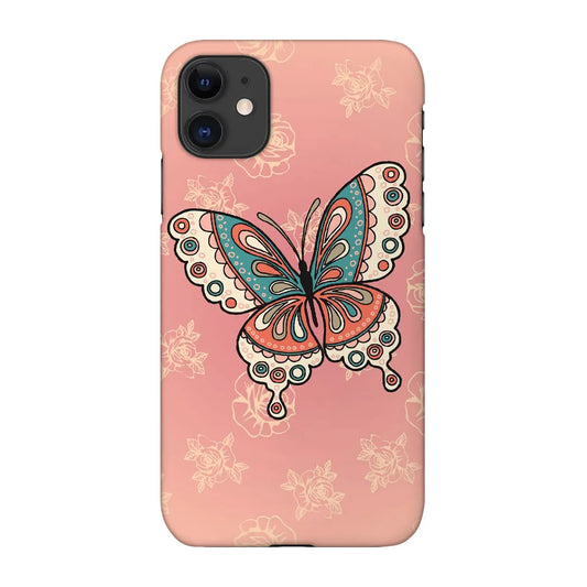 Peach Flutter: Vintage Butterfly Pastel Aesthetic Glass Case