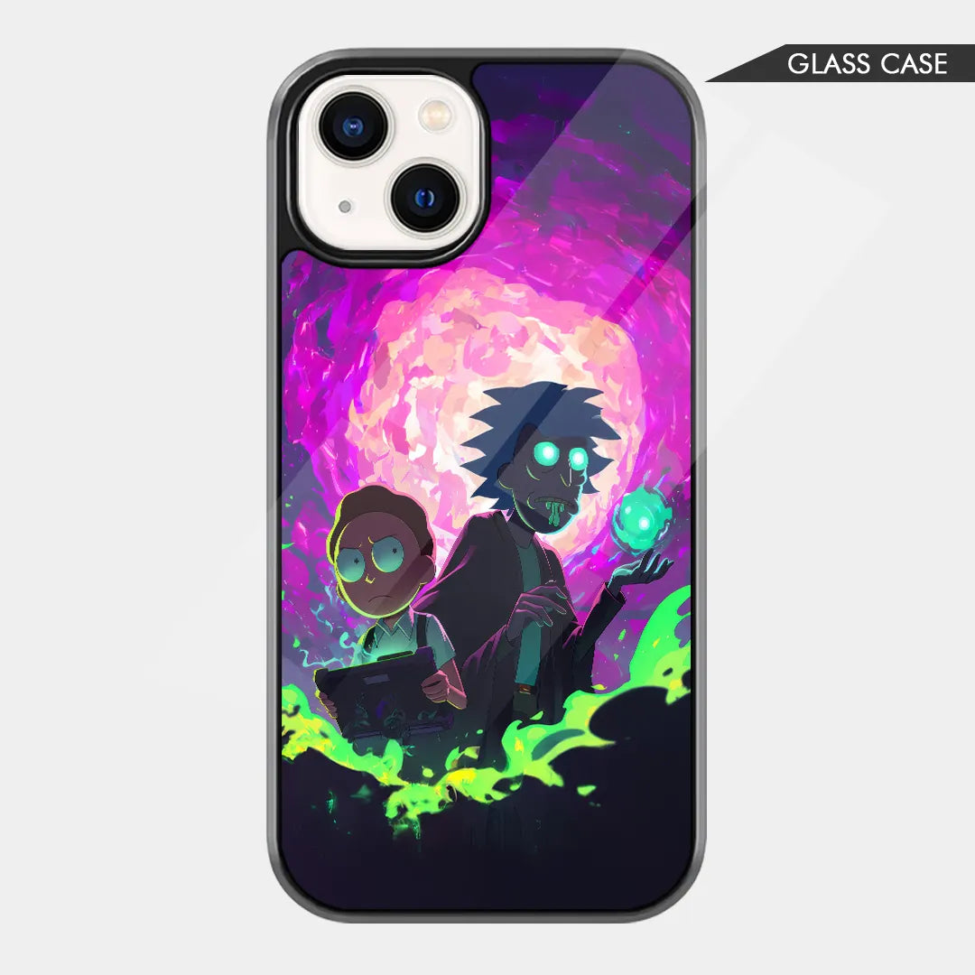 Interdimensional Duo: Rick and Morty Neon Glow Glass Case