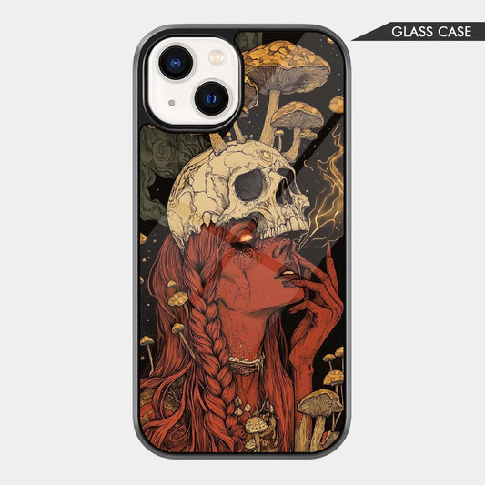 Gothic Harvest: Skull & Mushroom Aesthetic Glass Case