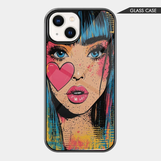 Pop Art Heart: Vivid Portrait Aesthetic Glass Case