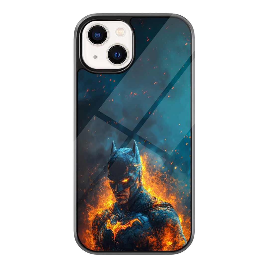 Batman Armored Mech Phone Case featuring a blue armored Batman-style figure with heavy robotic suit details and dark tech styling