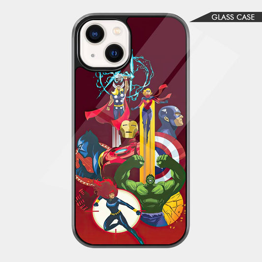 Avengers Icons Assemble Glass Phone Case – Superhero Marvel Comic Phone Cover