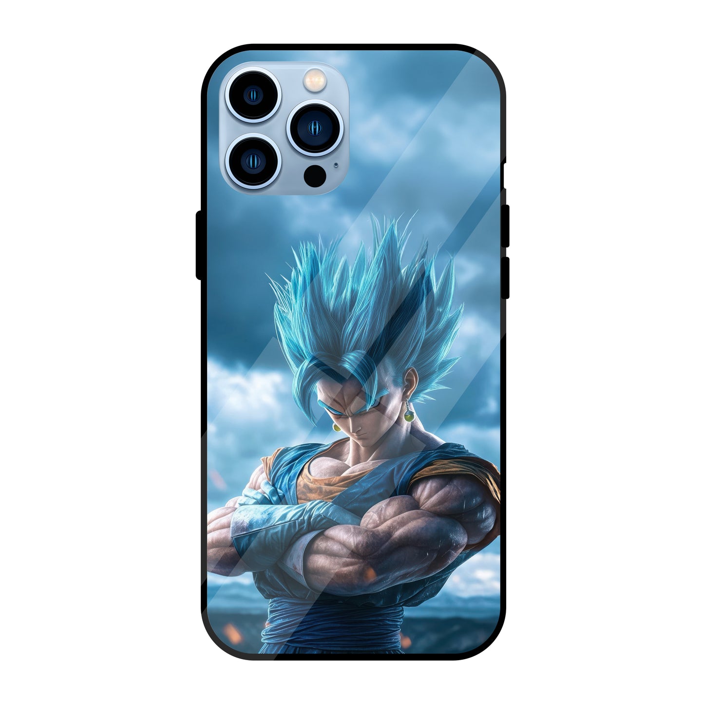 Powerful anime dragon warrior charging energy in a dramatic limit-break battle scene