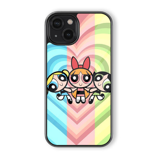 Powerpuff Girls Rainbow Aesthetic Glass Phone Case – Fun Cartoon Girls Cover