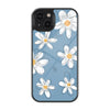 Blue Daisy Sketch Aesthetic Glass Phone Case – Elegant Girls Phone Cover
