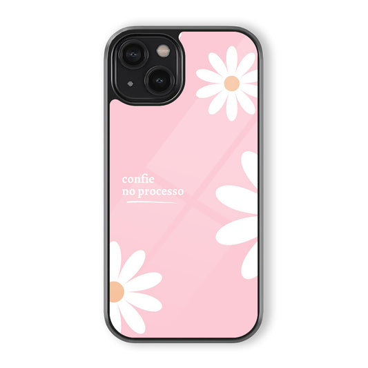 Pink Daisy Trust the Process Aesthetic Glass Phone Case – Motivational Girls Cover