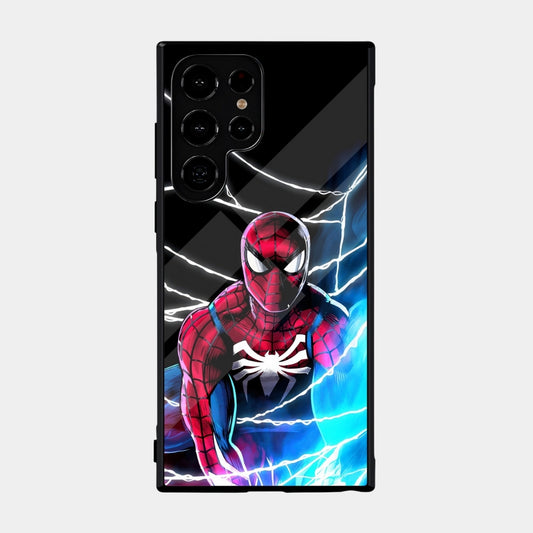 Spiderman Neon Web Glass Phone Case – Superhero Comic Phone Cover