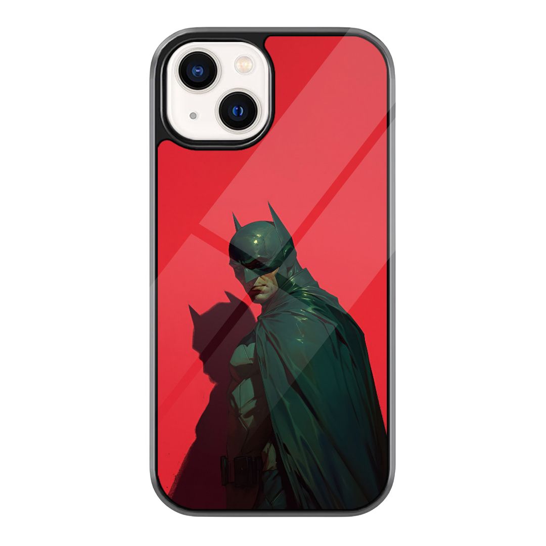 Green Arrow Red Shadow Phone Case featuring a hooded green archer silhouette with bow styling over a sharp red background