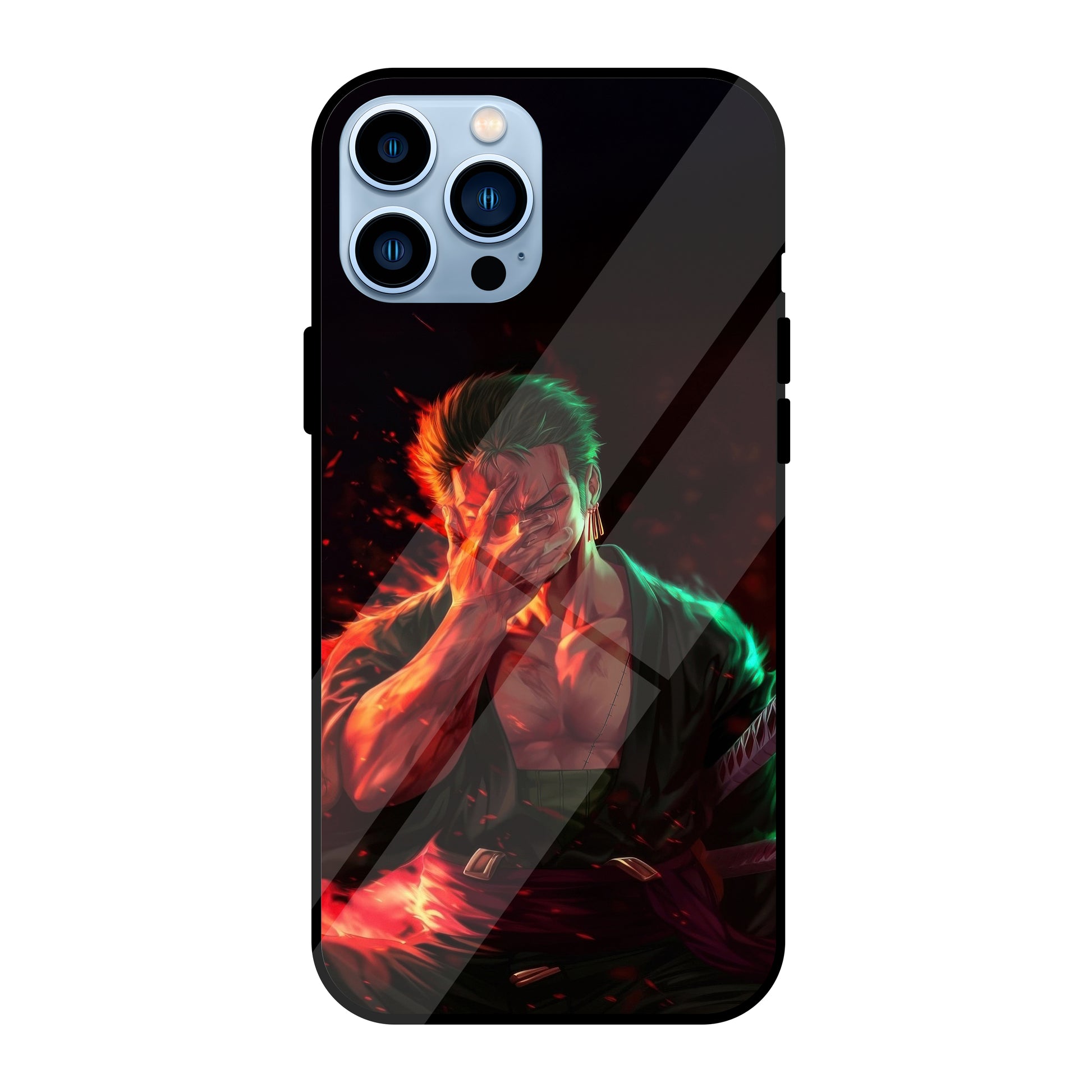 Aesthetic Roronoa Zoro anime artwork with emerald tones and a calm focused swordsman mood