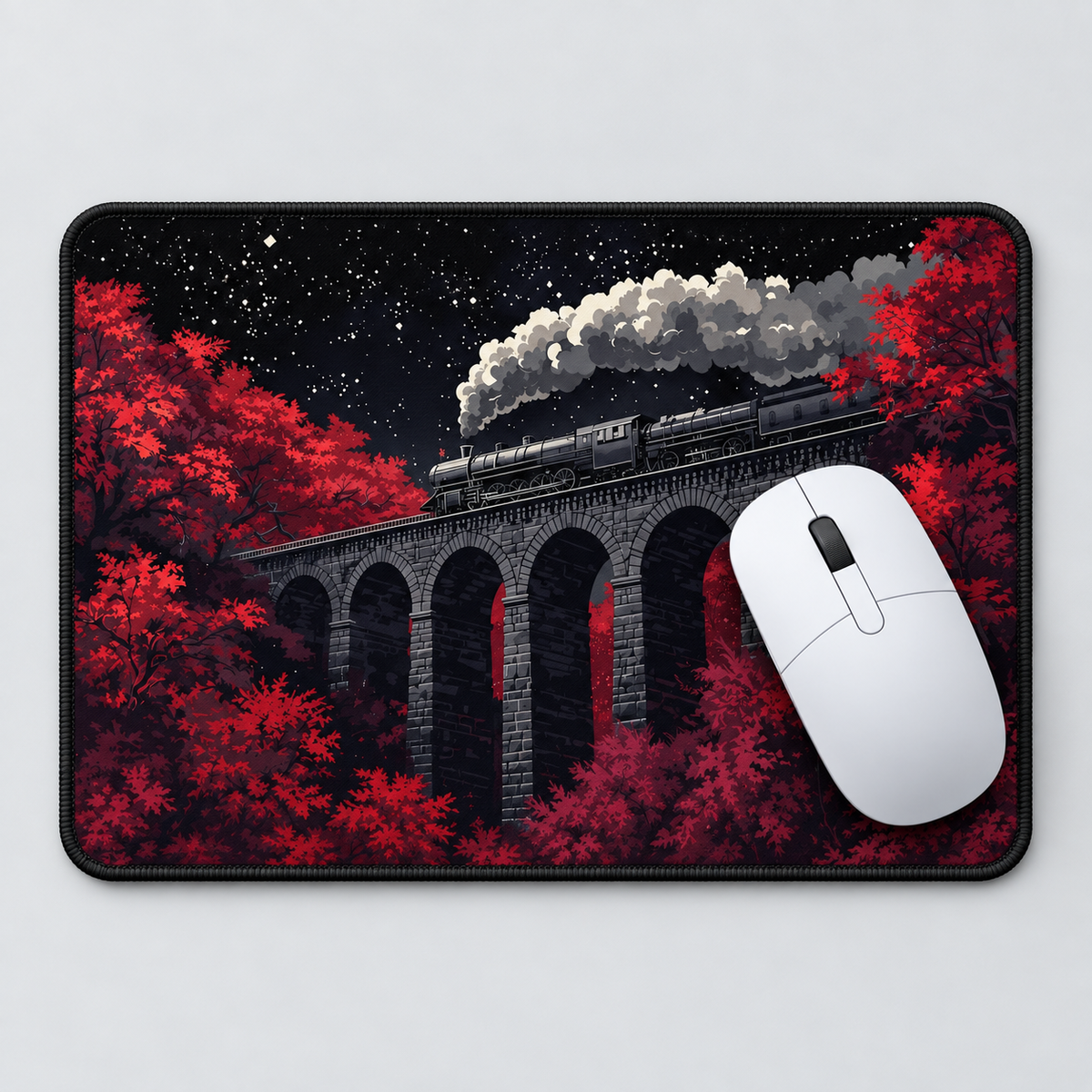 Crimson Forest Viaduct Mouse Pad - full design view