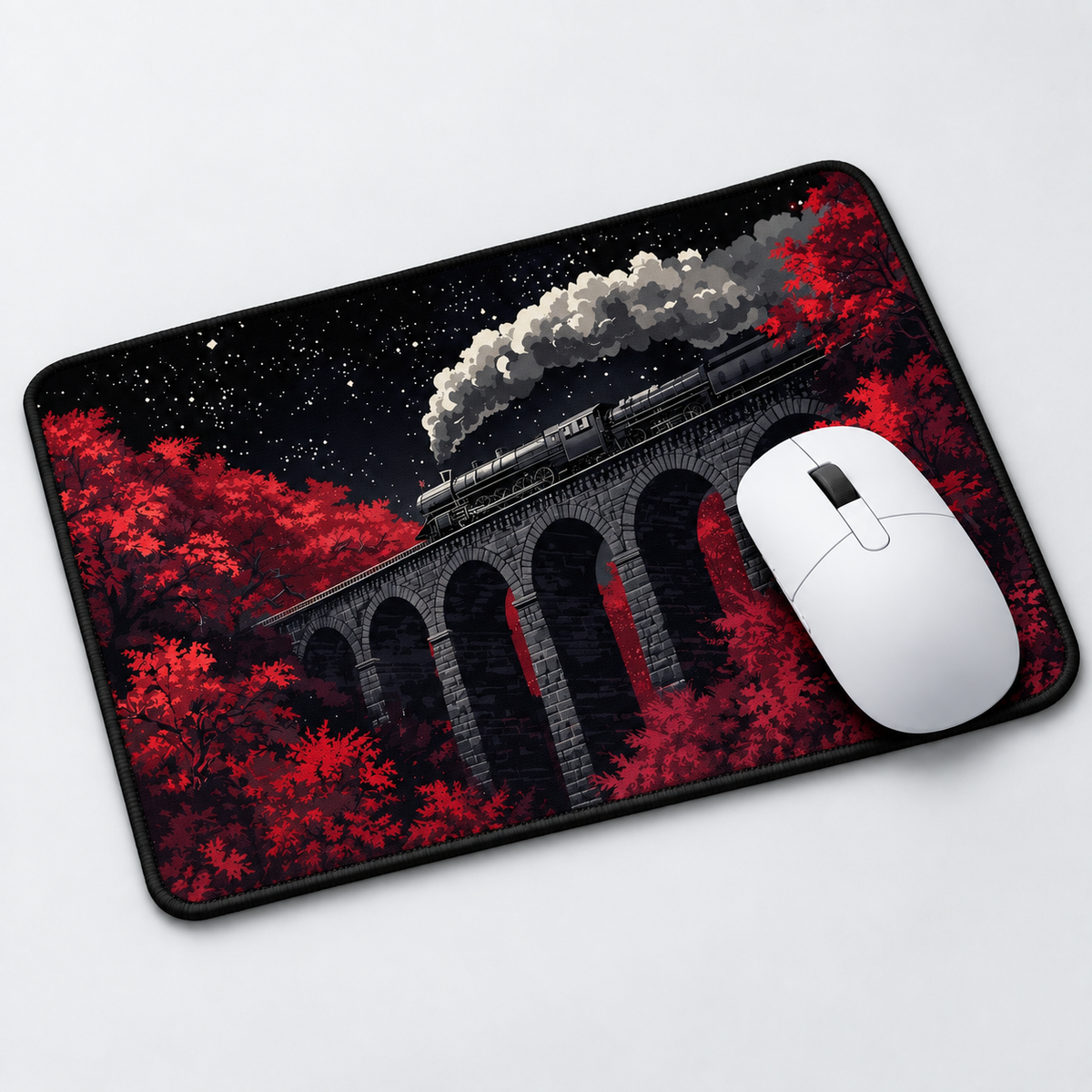 Crimson Forest Viaduct Mouse Pad - angled product view