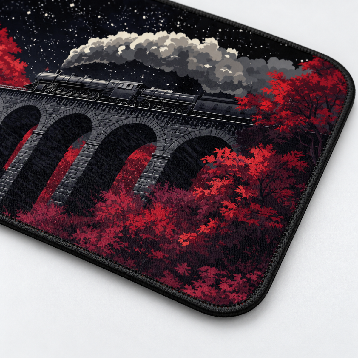 Crimson Forest Viaduct Mouse Pad - close-up artwork view