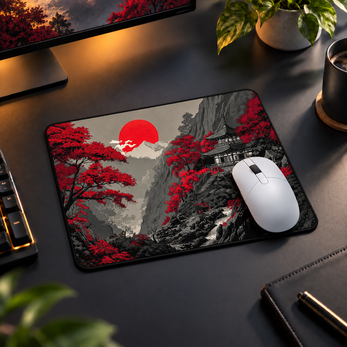 Crimson Samurai Sunset Mouse Pad - alternate product view