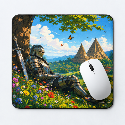 Enchanted Knight Meadow Mouse Pad - full design view