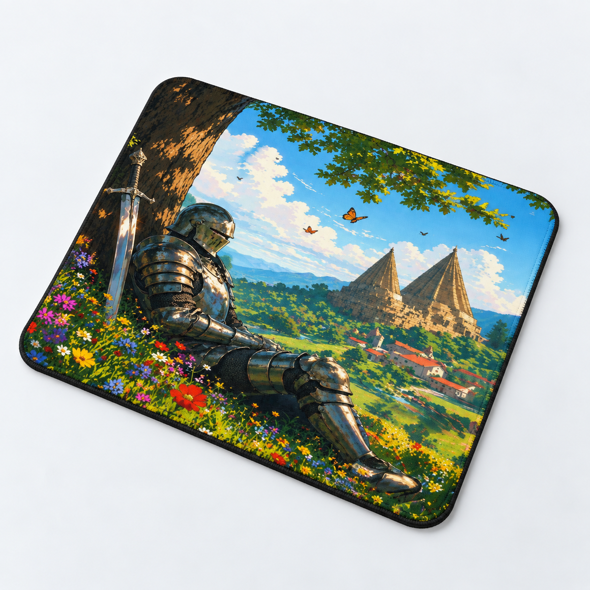 Enchanted Knight Meadow Mouse Pad - styled setup view