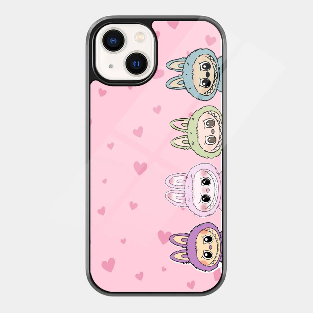 Pink Heart Peeking Labubu Doll Side Print