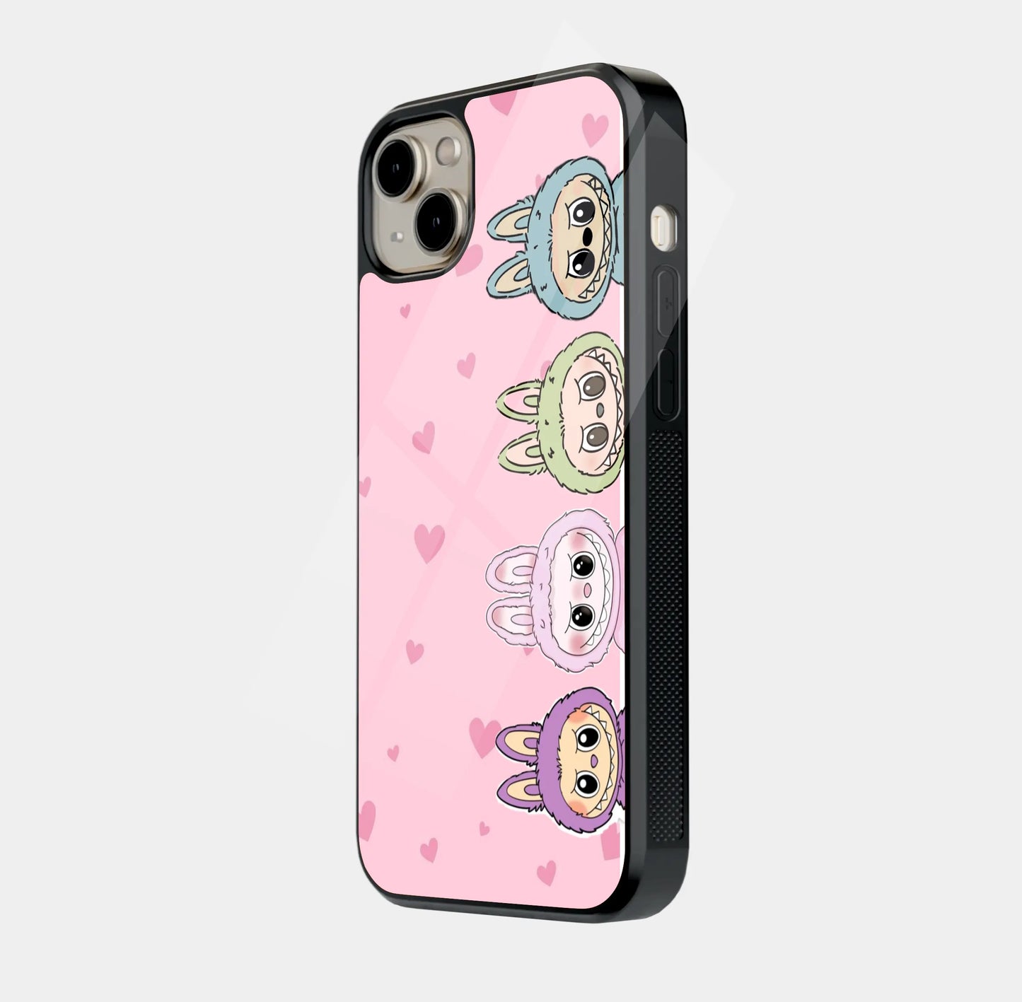 Pink Heart Peeking Labubu Doll Side Print