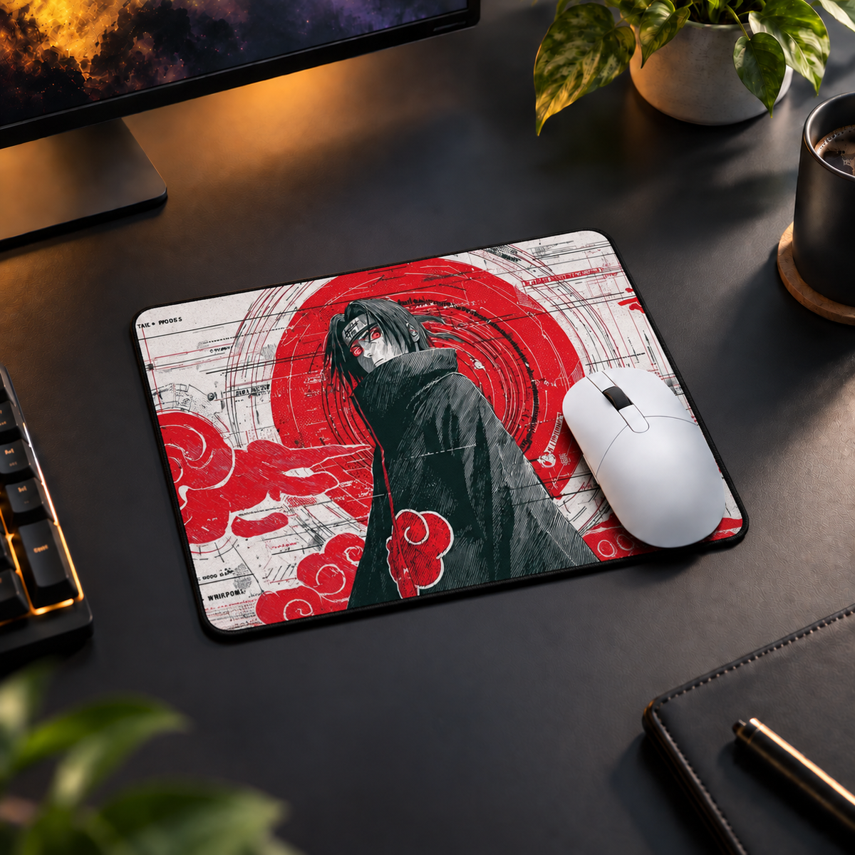 Itachi Crimson Akatsuki Anime Mouse Pad - full design view