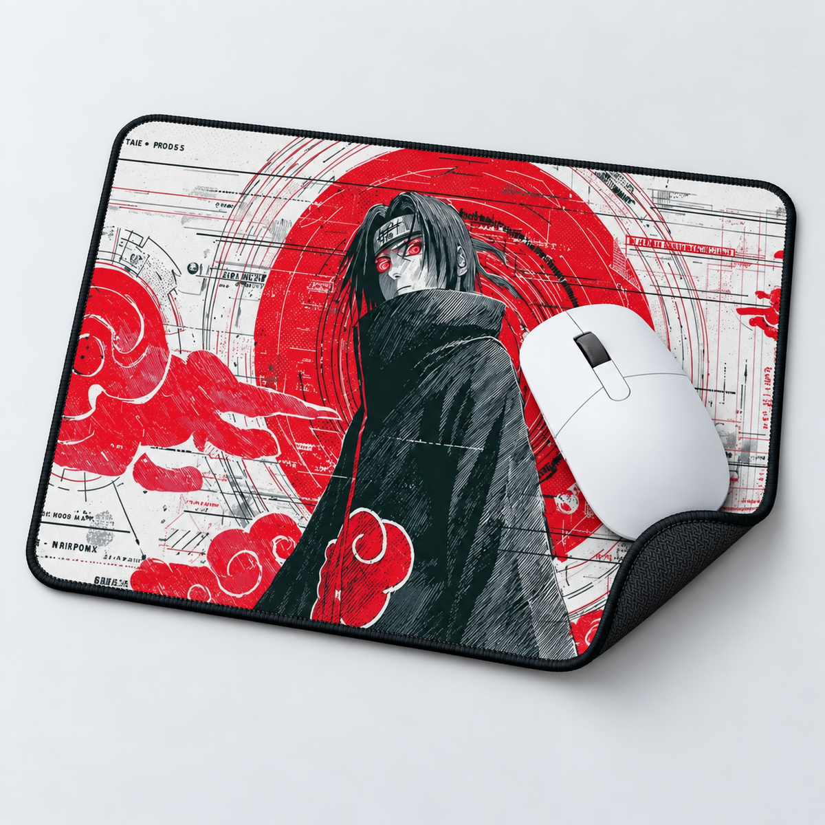Itachi Crimson Akatsuki Anime Mouse Pad - desk mockup view
