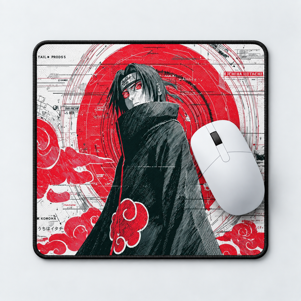 Itachi Crimson Akatsuki Anime Mouse Pad - close-up artwork view