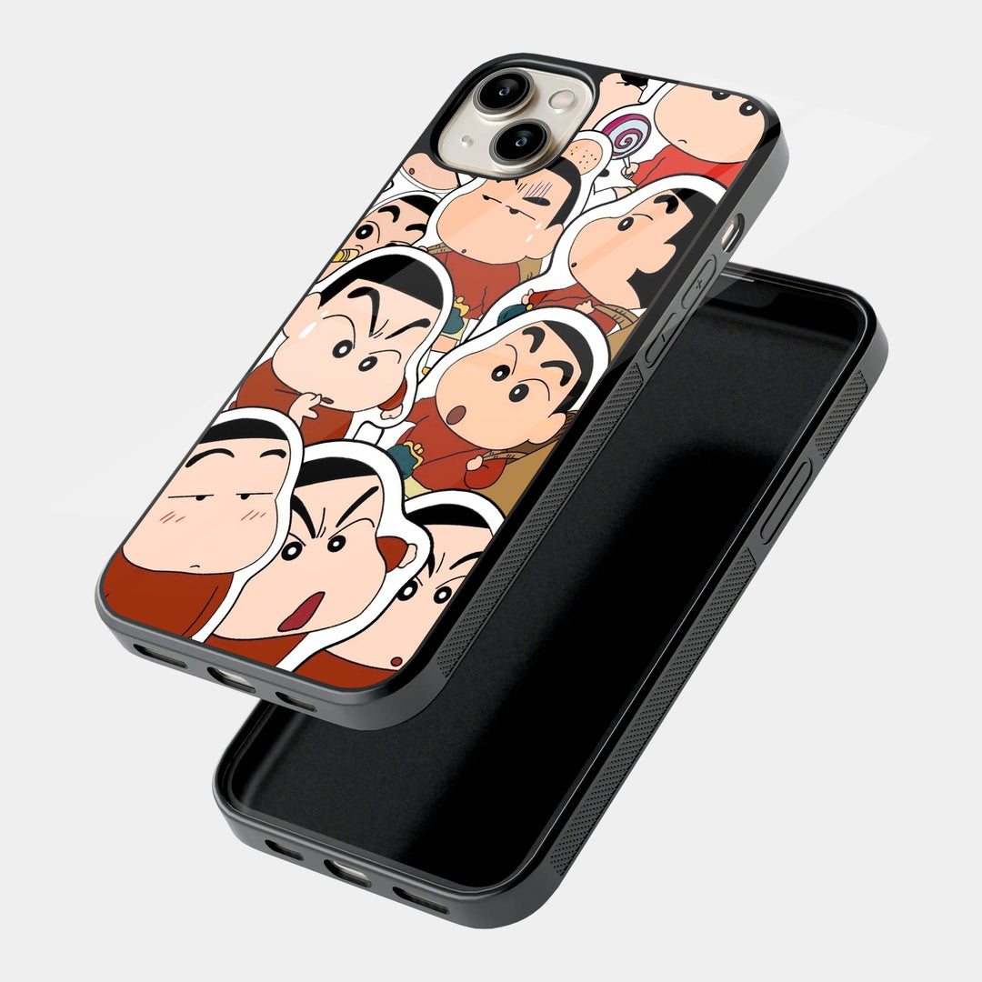 Shin Chan Faces iPhone case - angled view