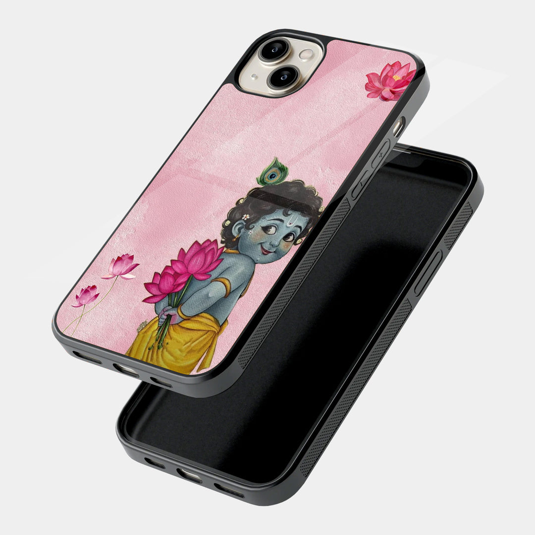 Baby Krishna Lotus iPhone case - angled view