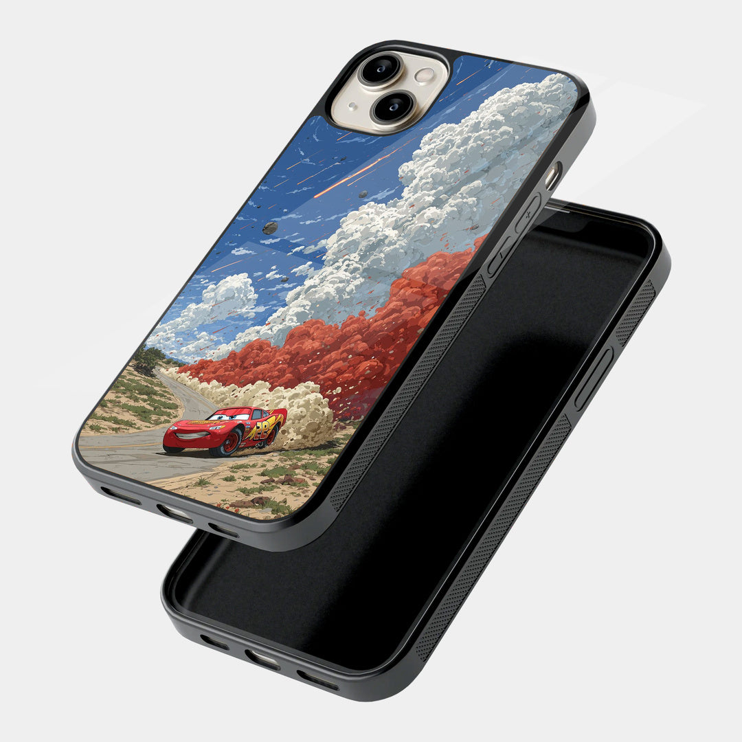 Red Sports Car in Autumn iPhone case - angled view